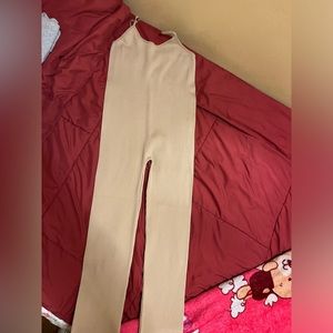 Sleeveless beige body suit jumpsuit